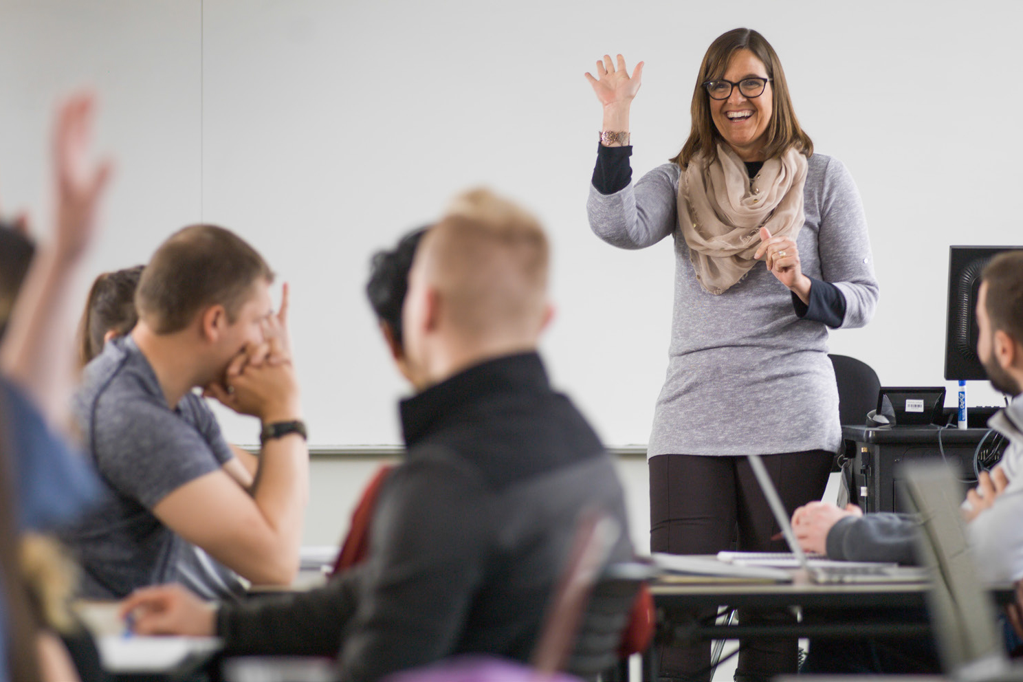 Professor in front of students