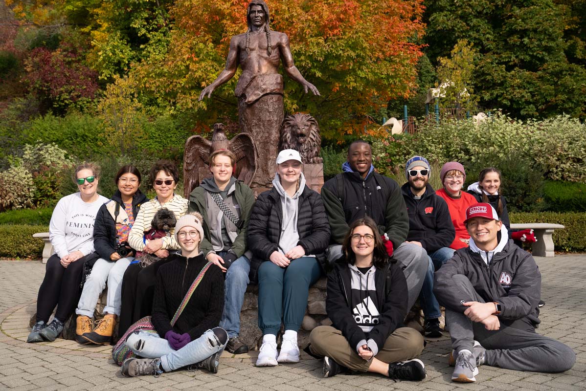 The group visited the “Be Still” bronze sculpture which features a Native American spirit of peace alongside an eagle, lion, and turtle.