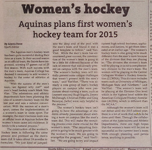 Announcement of Women's Hockey