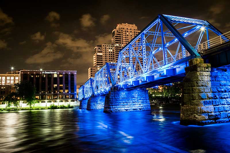 Blue Bridge in downtown Grand Rapids